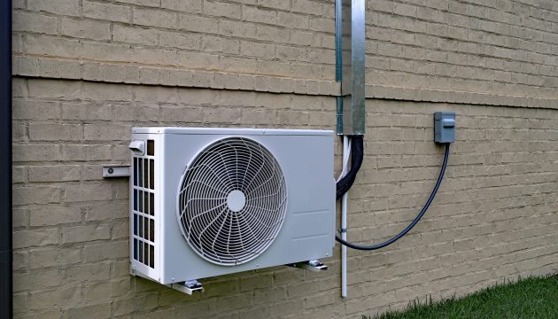 Air,Conditioner,Mini,Split,System,Mounted,On,Brick,Wall,With